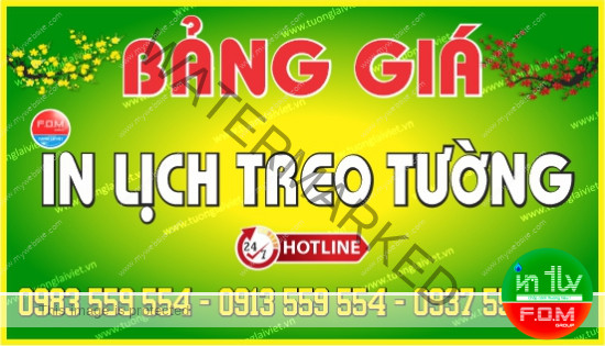 Bảng giá In Lịch Treo Tường