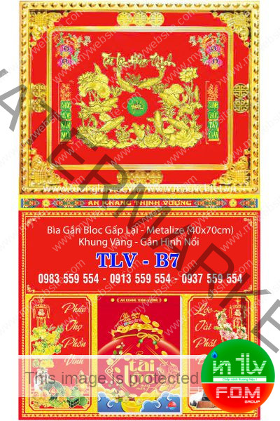 Bìa lịch gập khung vàng Khai Xuân Đại Cát