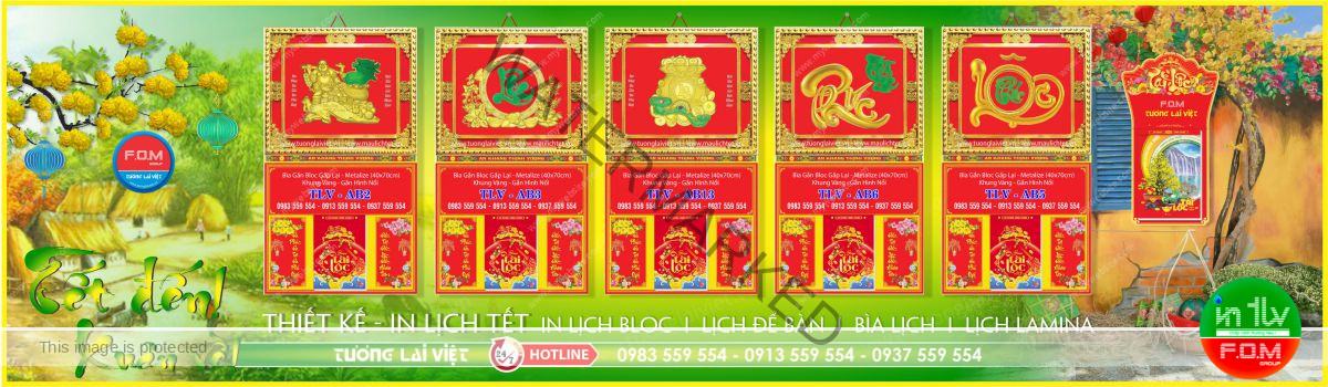 In Bìa Lịch Gập Khung Vàng