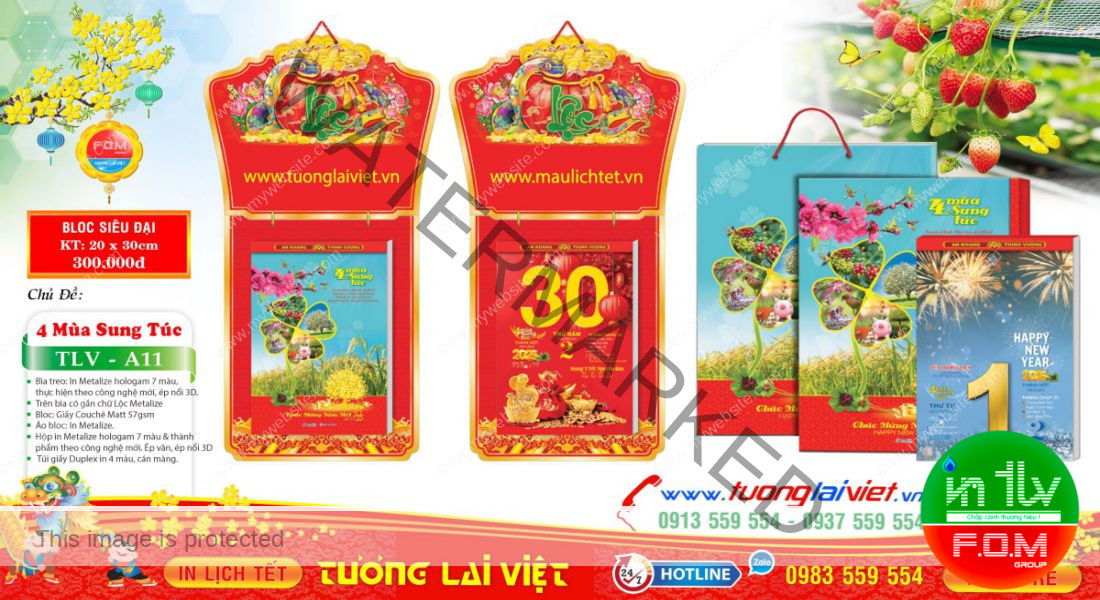 Mẫu Lịch Bloc Chữ Cẩm Thạch