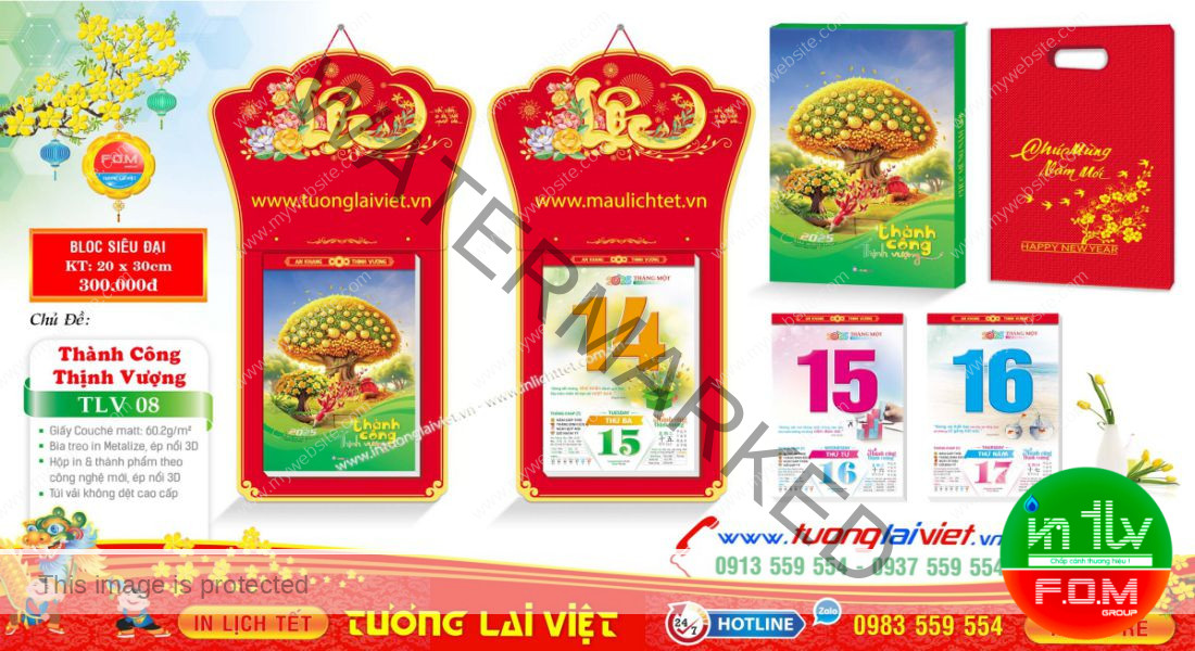 Mẫu Lịch Bloc Chữ Lộc