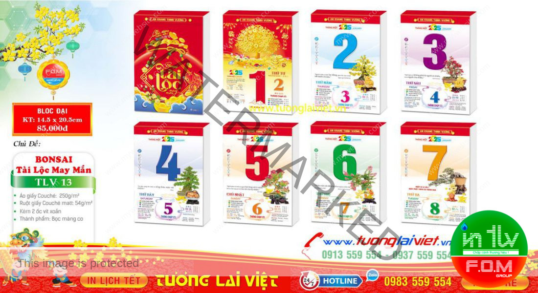 In Lịch Bloc Đại gắn Bìa