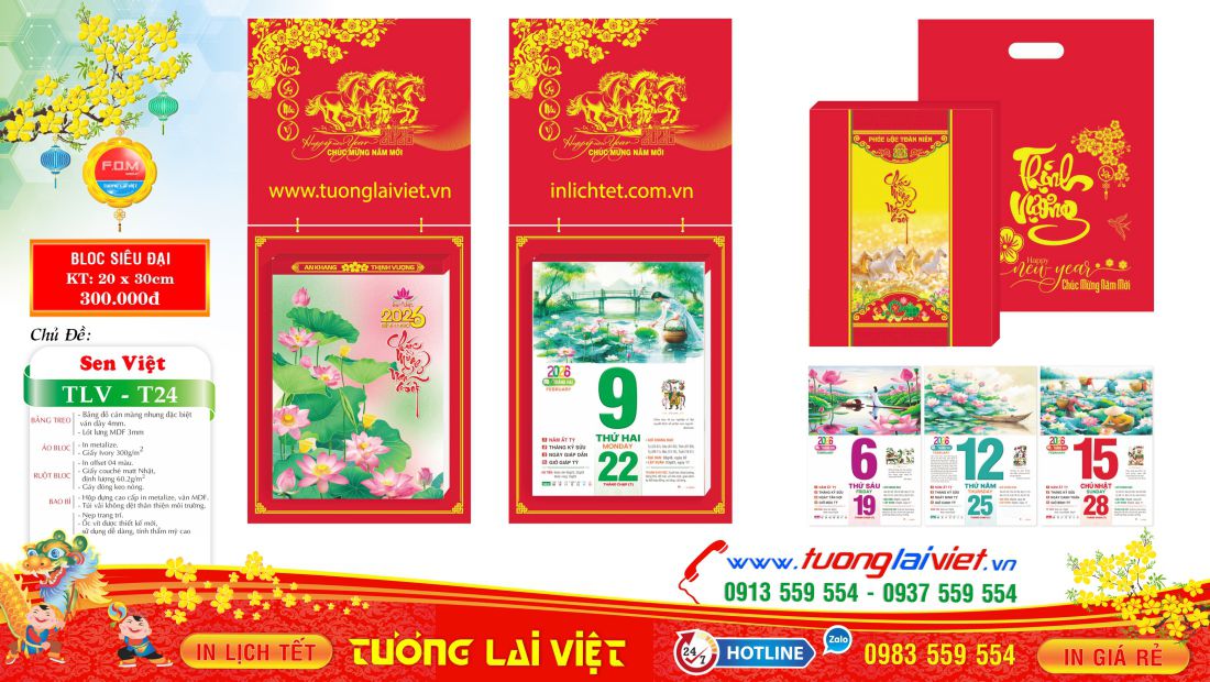 Lịch bloc siêu đại Bìa Sơn Mài