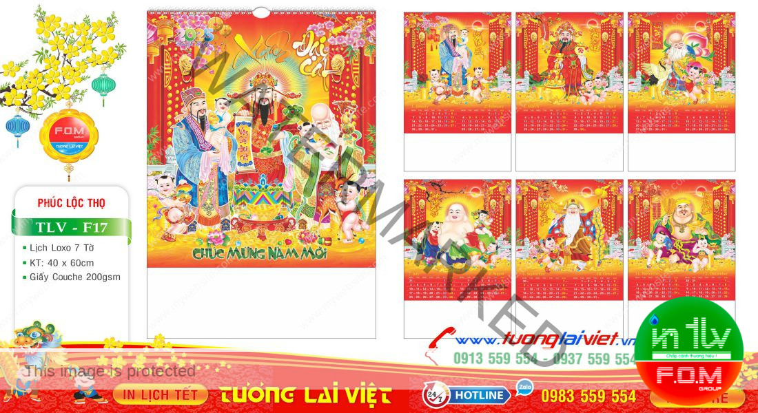 Mẫu Lịch Tờ Phúc Lộc Thọ