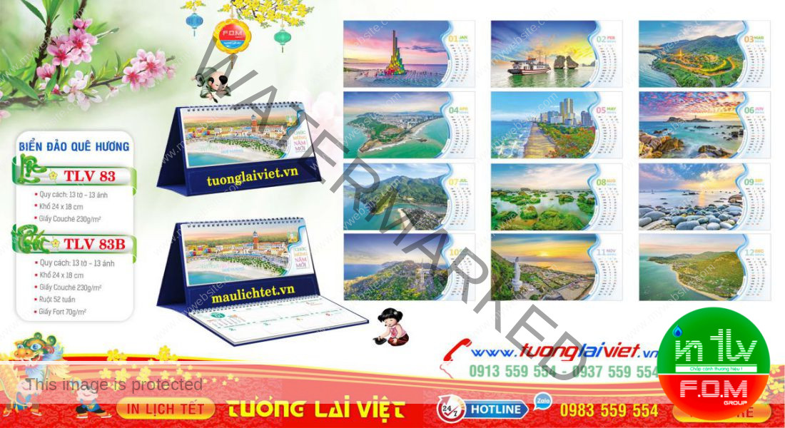 Mẫu Lịch Để Bàn Biển Đảo Quê Hương