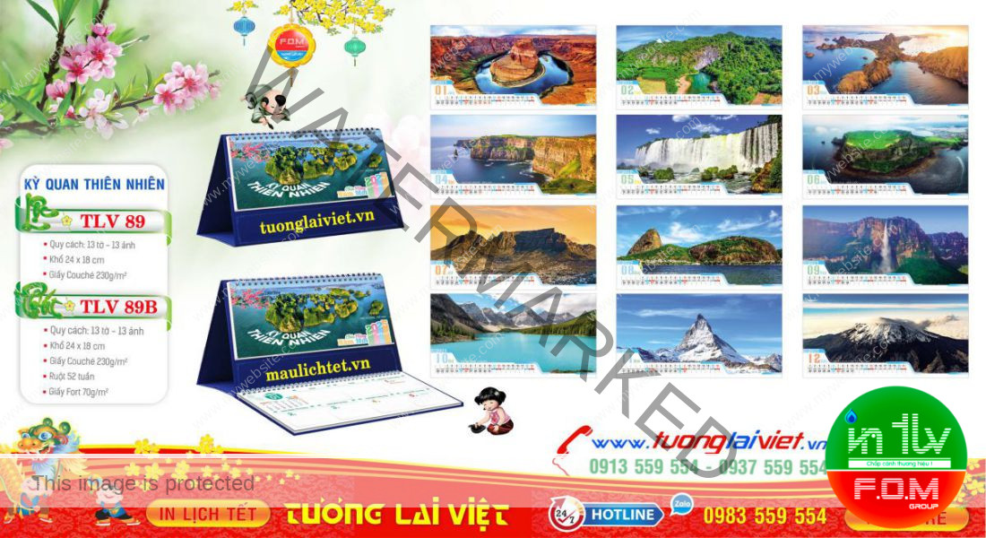 Mẫu Lịch Để Bàn Kỳ Quan Thiên Nhiên