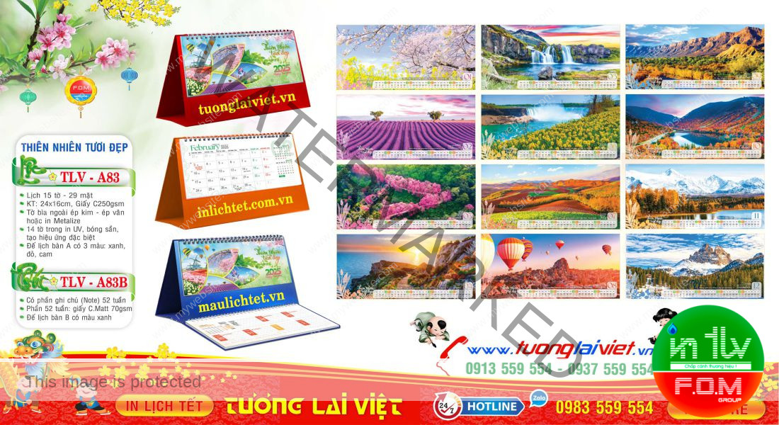 Mẫu Lịch Để Bàn Phong Cảnh Thiên Nhiên