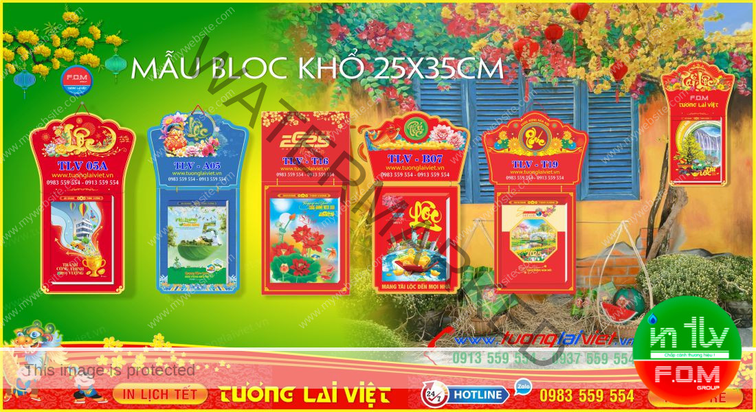 Mẫu Lịch Bloc Cực Đại 25x35