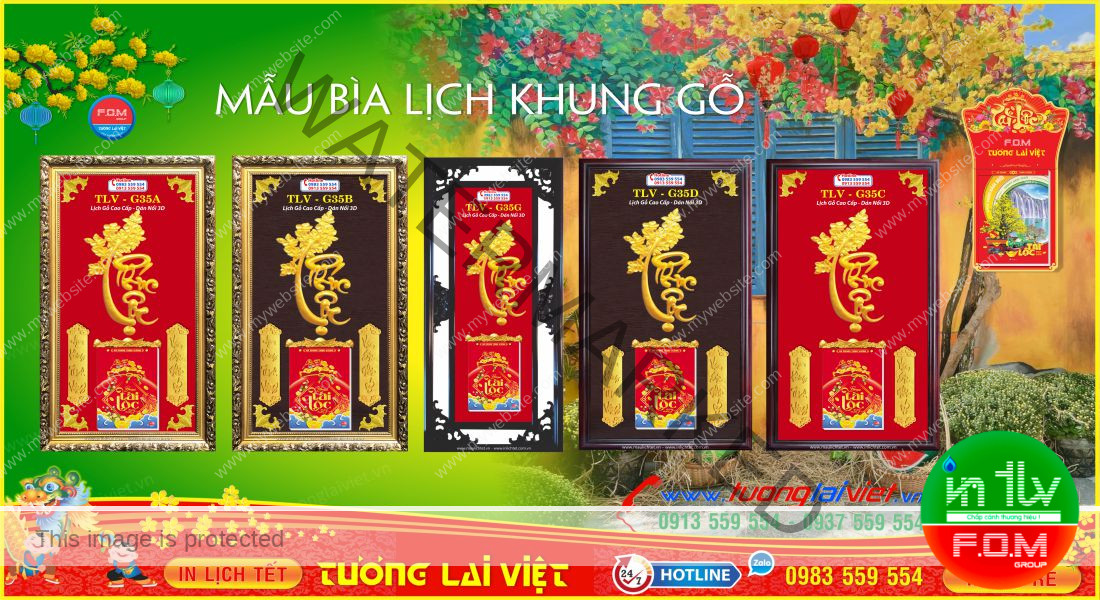 Mẫu Lịch Khung Gỗ Cao Cấp